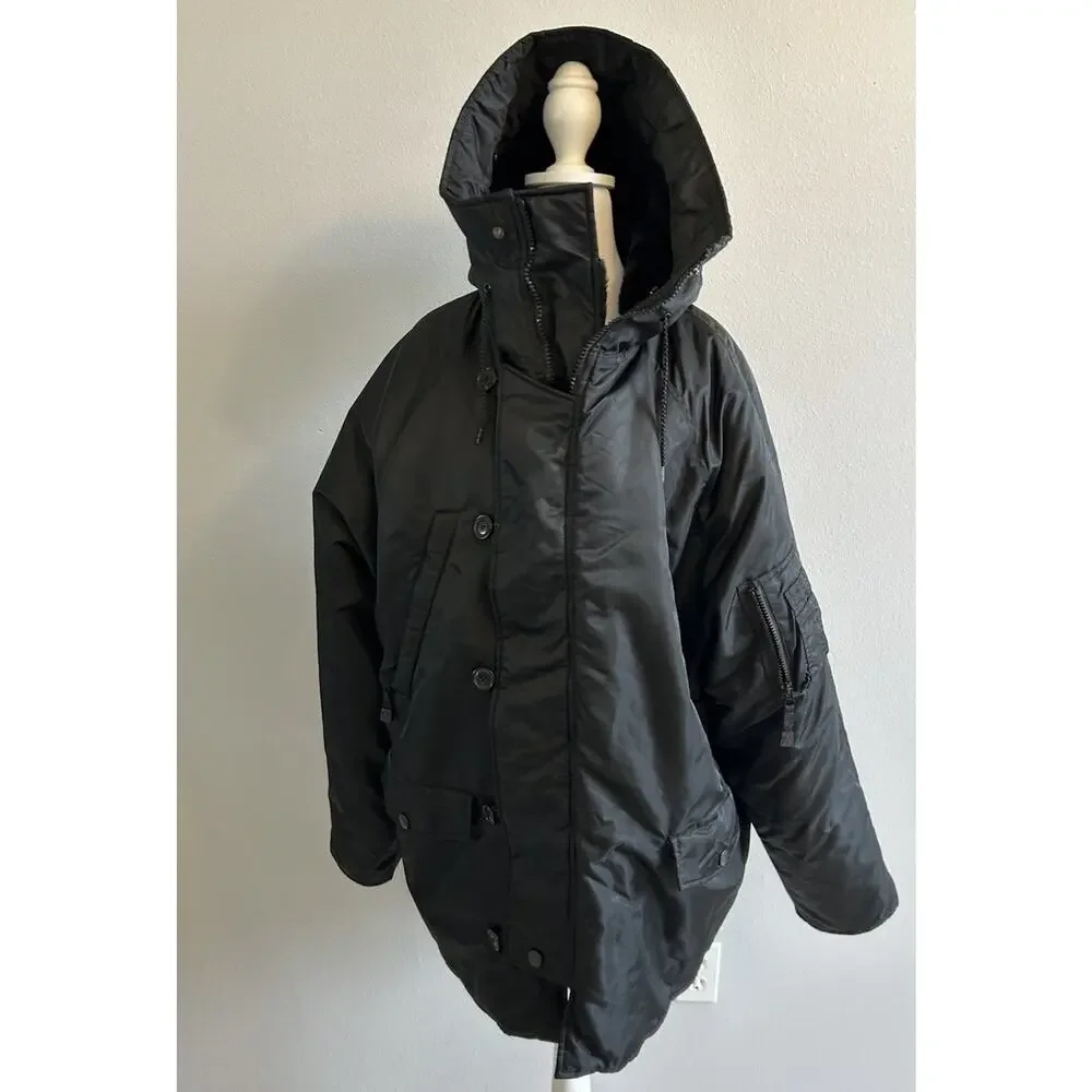 Y2K 90s Parka Insulated Jacket LONG Military Swim Pockets Women’s L Mossimo VTG